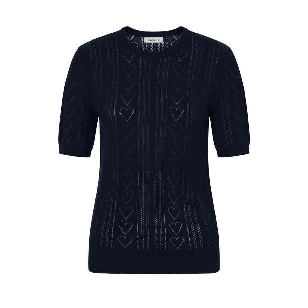 Banned - Ruby Heart Gebreide trui - Blauw